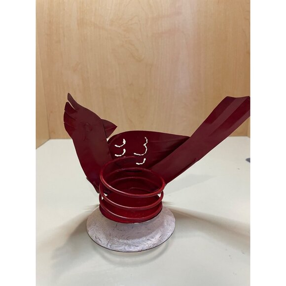 Beautiful Metal Cardinal Candle Holder 7" by 3" - Picture 2 of 5